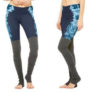 Alo Yoga Goddess Floral Navy Grey Leggings sz XS